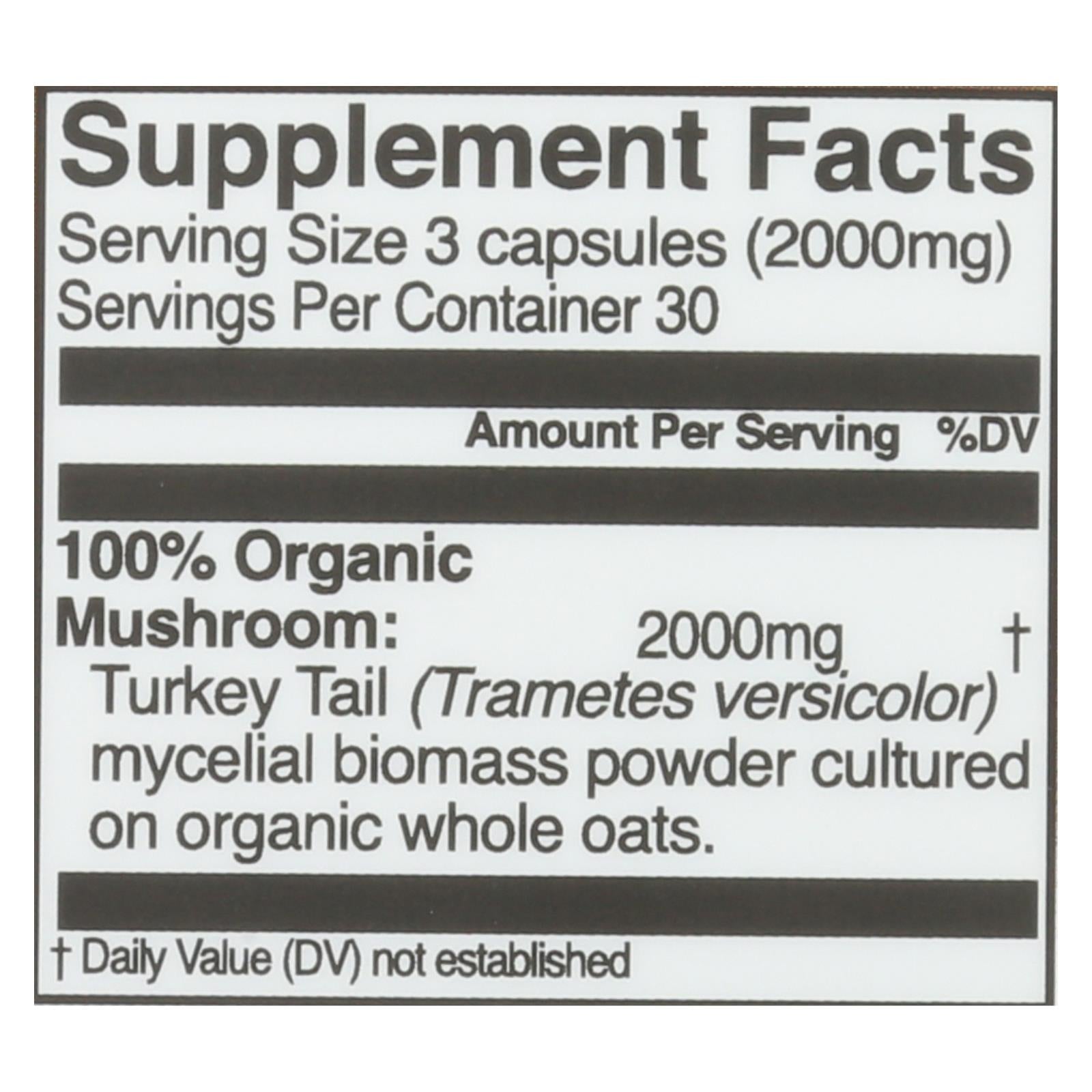 Organic Mushroom Nutrition - Mush Sprfd Turkey Tail - 1 Each - 90 Ct - Maras Green
