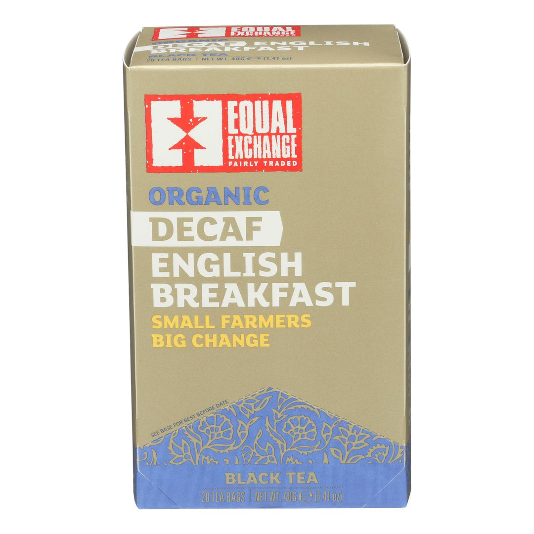 Equal Exchange Organic Decaf Black Tea - English Breakfast - Case Of 6 - 20 Bags - Maras Green