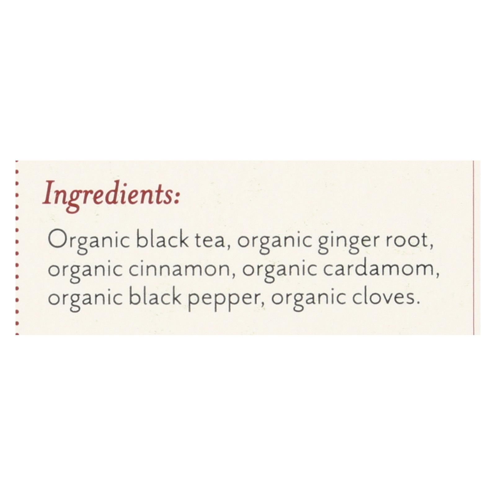 Rishi Organic Tea - Masala Chai - Case Of 6 - 15 Bags - Maras Green