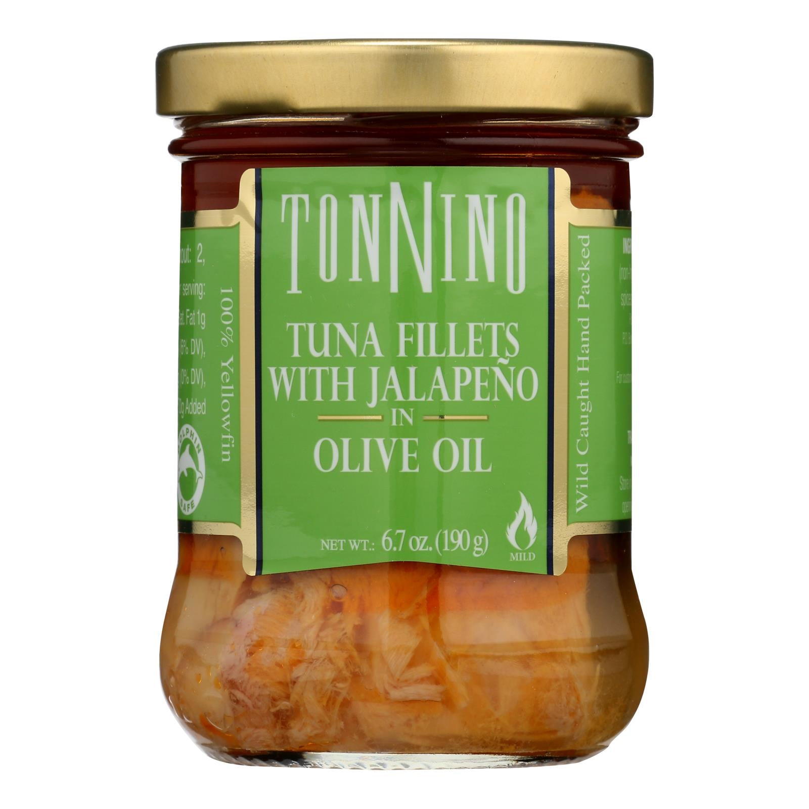 Tonnino Tuna Fillets - Jalapeno Olive Oil - Case Of 6 - 6.7 Oz. - Maras Green