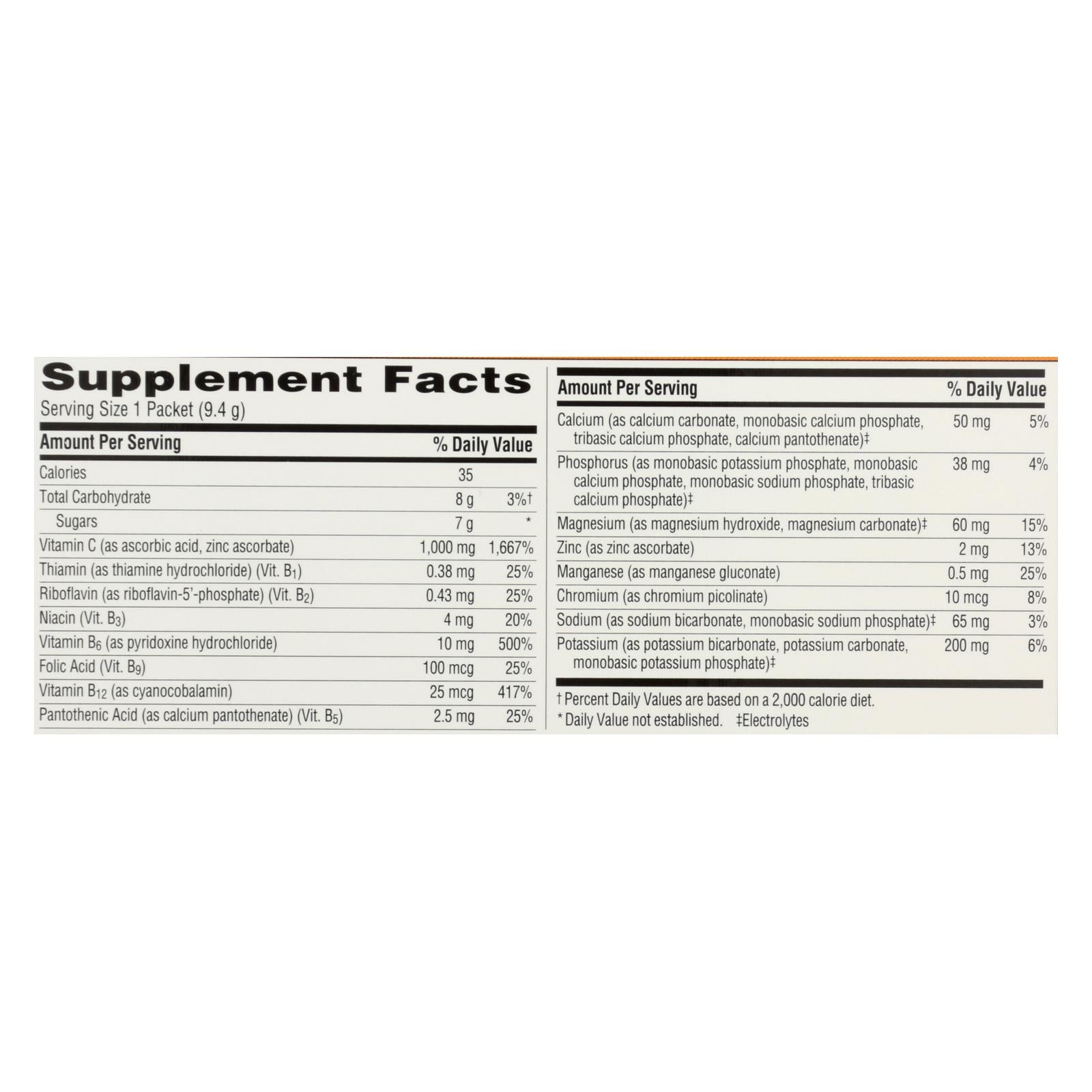 Alacer - Emergen - c Vitamin C Fizzy Drink Mix Tangerine - 1000 Mg - 30 Packets - Maras Green