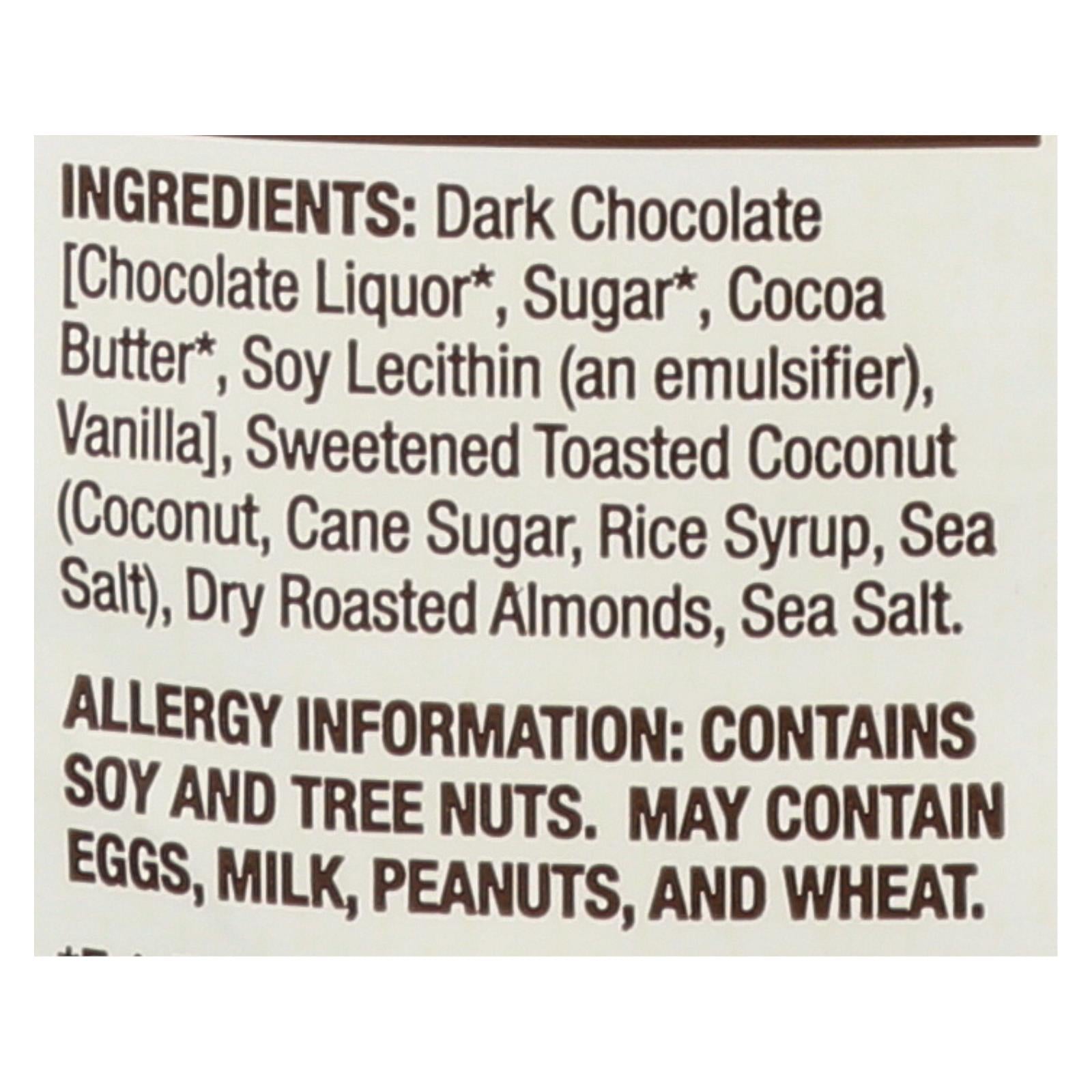 Bark Thins Snacking Chocolate - Dark Chocolate Toasted Coconut With Almonds - Case Of 12 - 4.7 Oz. - Maras Green