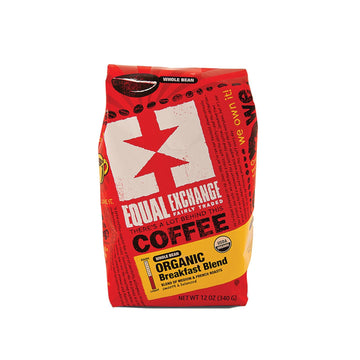 Equal Exchange Organic Whole Bean Coffee - Breakfast Blend - Case Of 6 - 12 Oz. - Maras Green