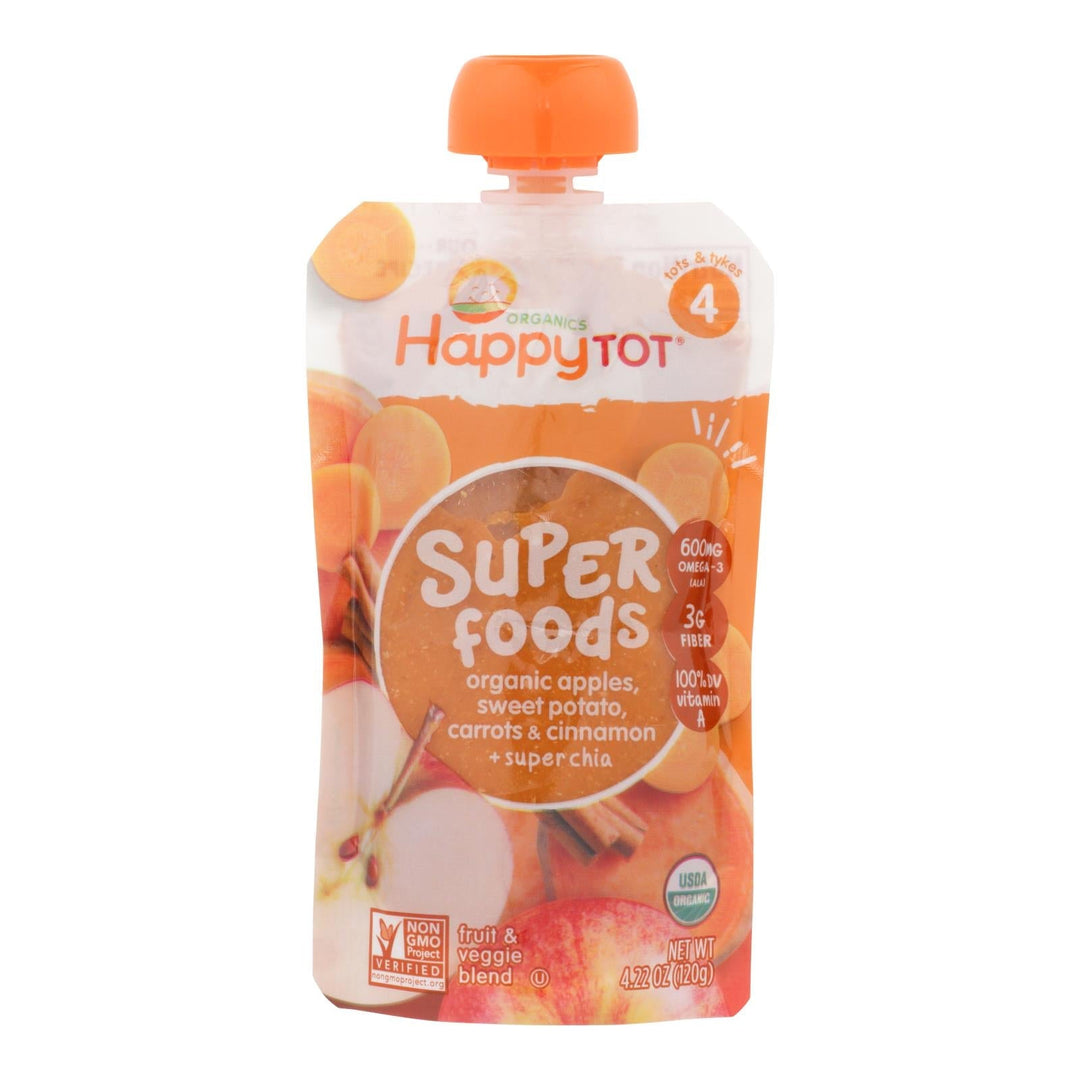 Happy Baby Happytot Organic Superfoods Sweet Potato Apple Carrot And Cinnamon - 4.22 Oz - Case Of 16 - Maras Green