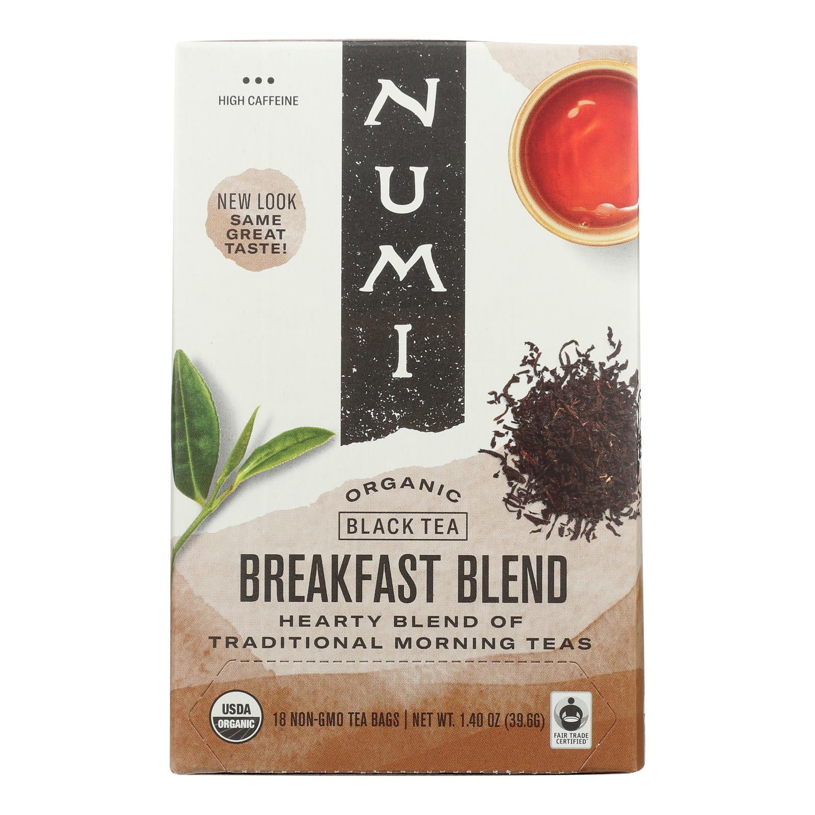 Numi Tea Black Tea - Breakfast Blend - Case Of 6 - 18 Bags - Maras Green