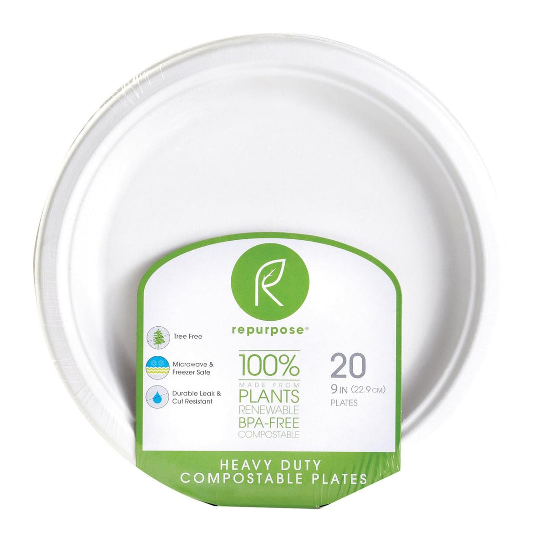 Repurpose Compostable Bagasse Plates - Case Of 12 - 20 Count - Maras Green