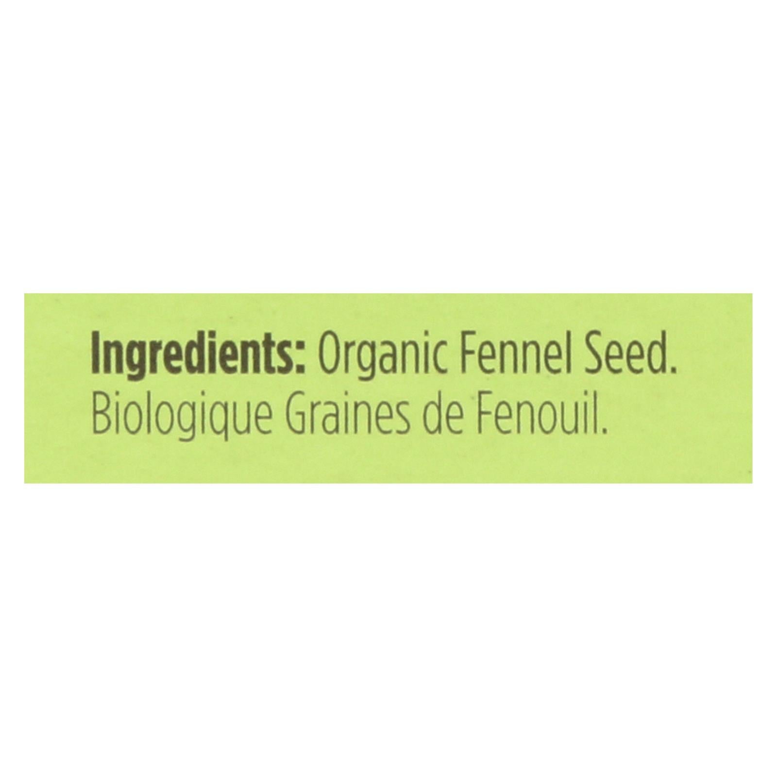Spicely Organics - Organic Fennel Seed - Case Of 6 - 0.3 Oz. - Maras Green