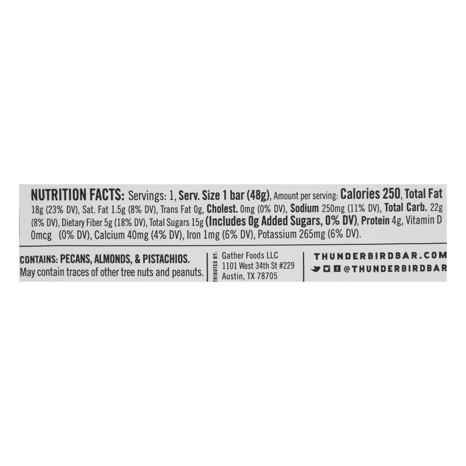 Thunderbird - Bar Pecans Goji Pistachio - Case Of 12 - 1.7 Oz - Maras Green