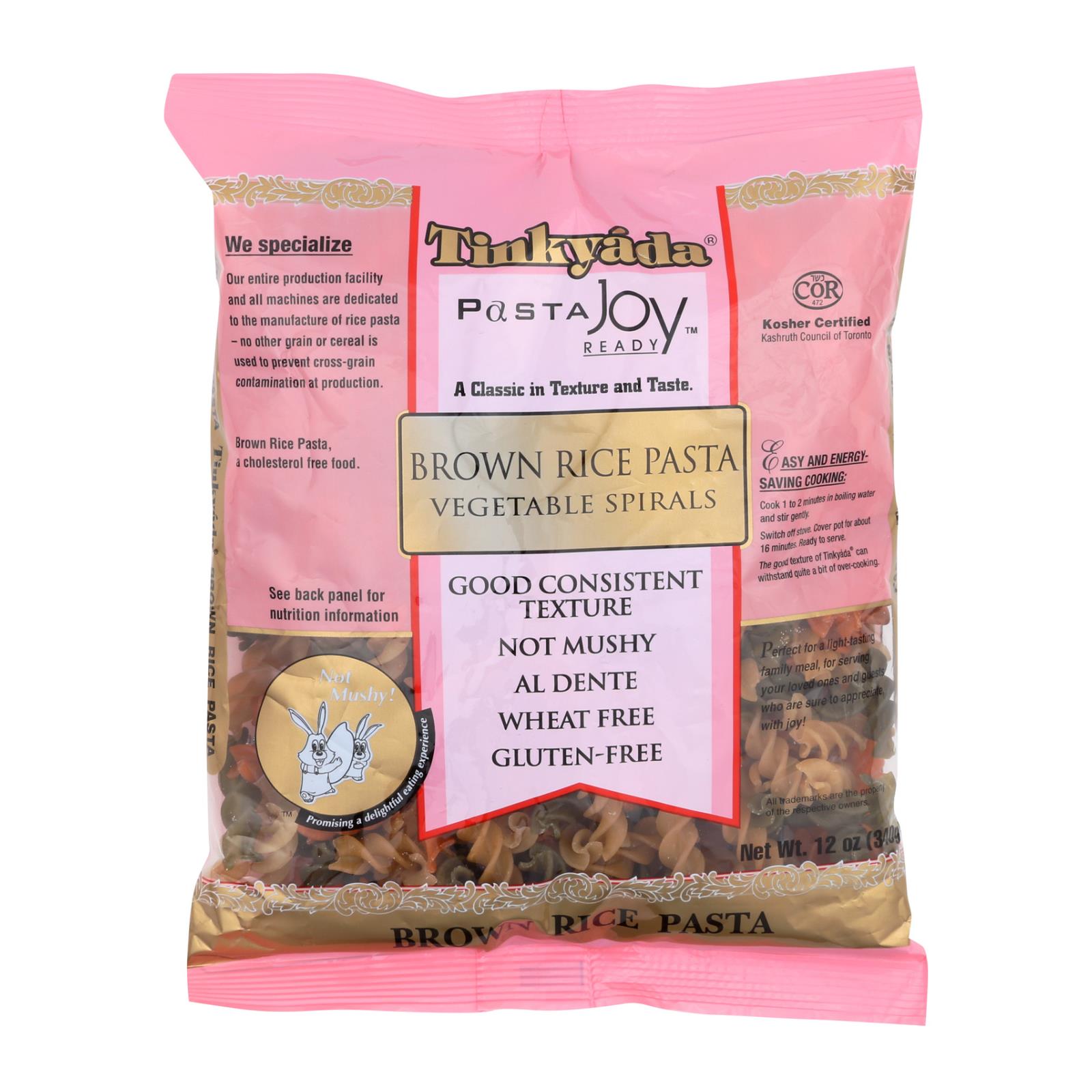 Tinkyada Brown Rice Pasta - Vegetable Spiral - Case Of 12 - 12 Oz - Maras Green