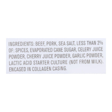 Vermont Smoke And Cure Beef & Pork Stick - Cracked Pepper - Case Of 8 - 6/.5 Oz - Maras Green