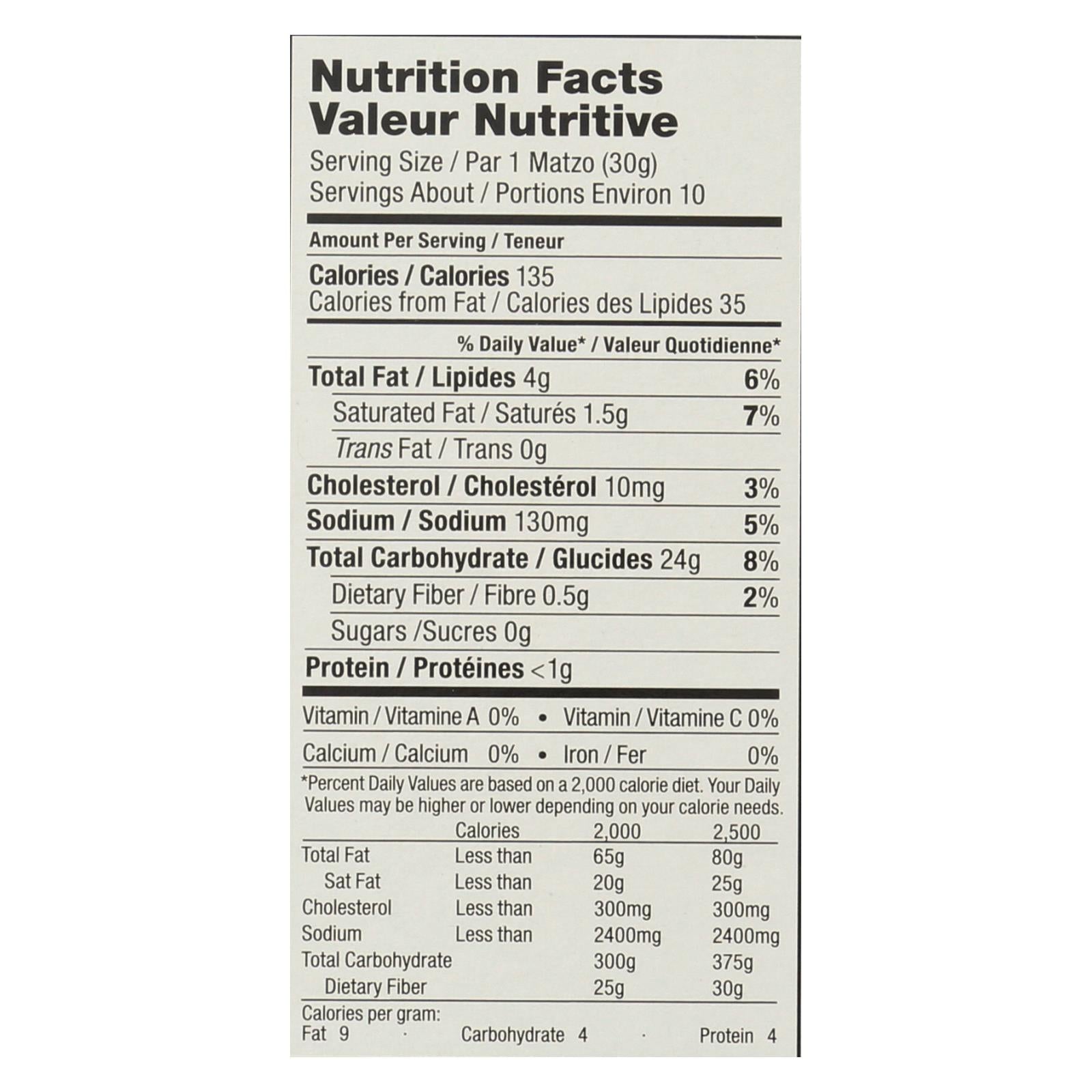 Yehuda Matzo Gluten Free Crackers - Case Of 12 - 10.5 Oz. - Maras Green