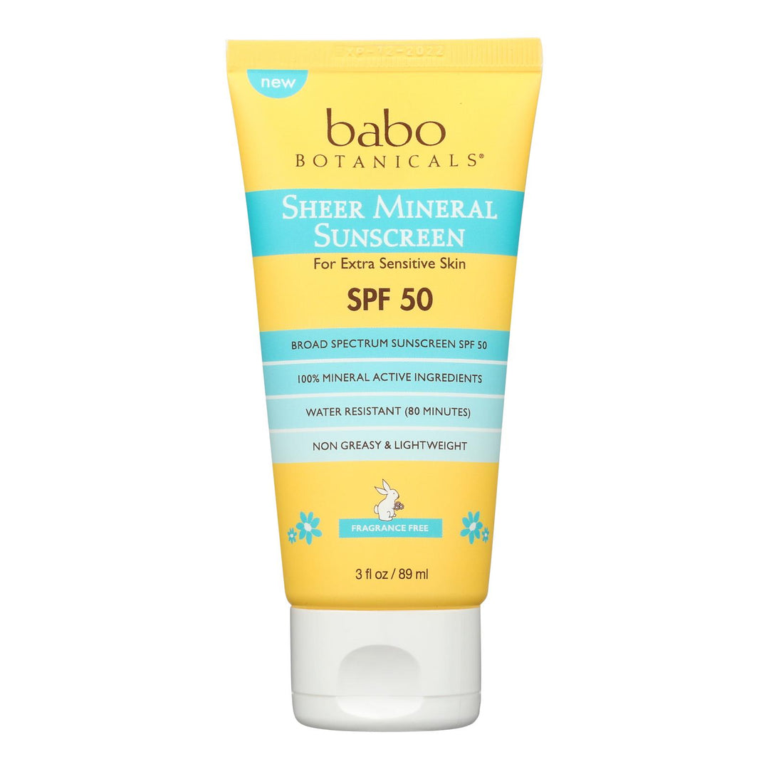 Babo Botanicals - Sunscrn Sheer Ltn Spf 50 - 1 Each - 3 Fz - Maras Green