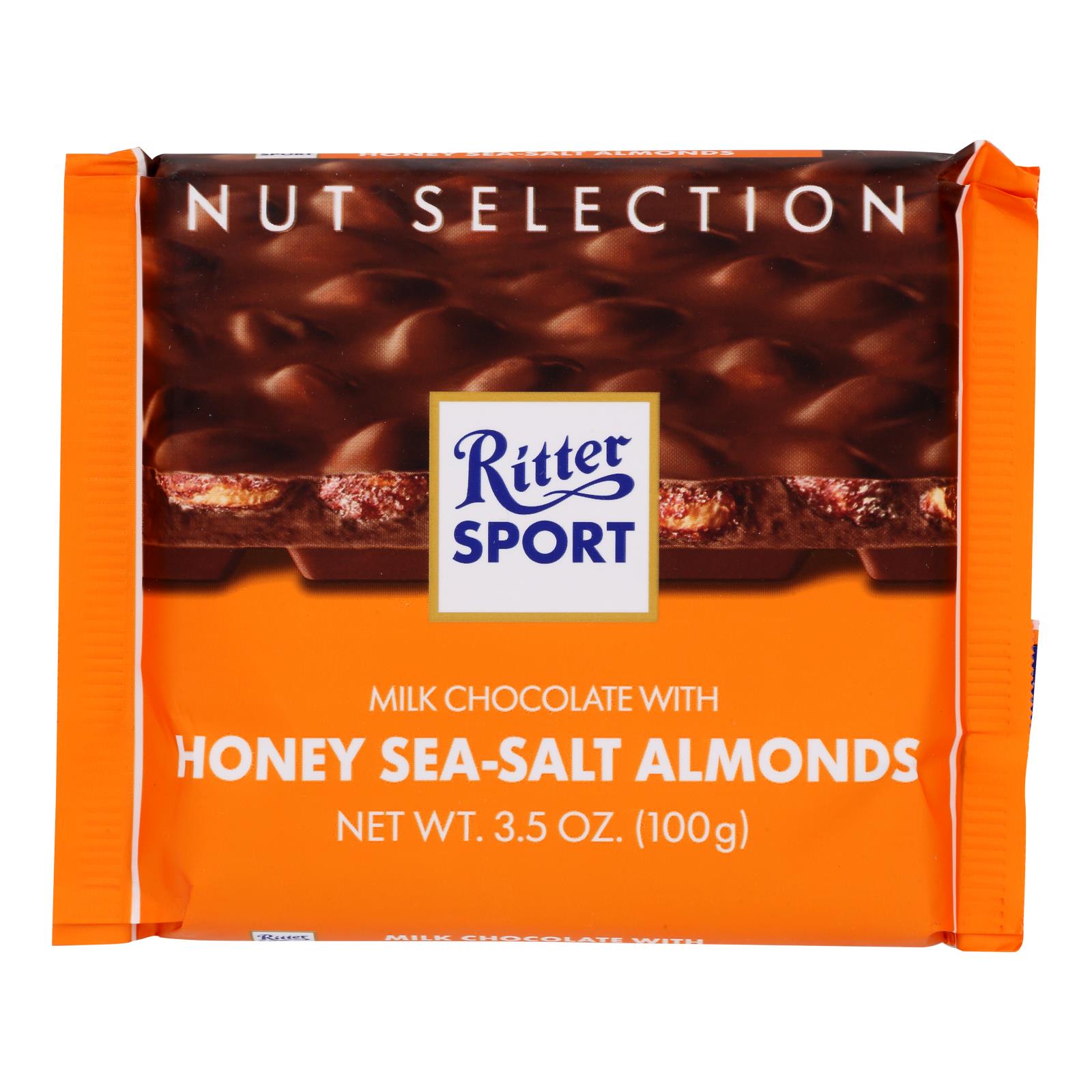 Ritter Sport Milk Chocolate With Honey Salt Almonds - Case Of 11 - 3.5 Oz - Maras Green