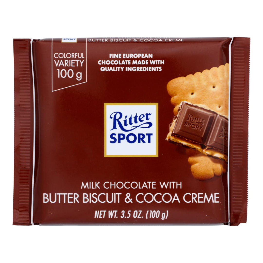 Ritter Sport Chocolate Bar - Milk Chocolate - Butter Biscuit - 3.5 Oz Bars - Case Of 11 - Maras Green