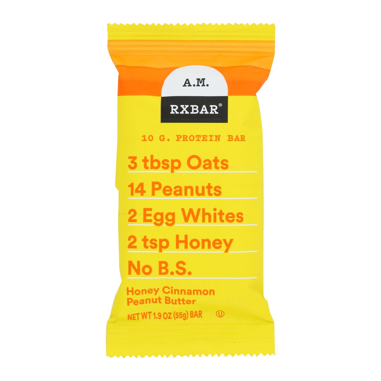 Rxbar - Bar Am Honey Cinnamon Peanut Butter - Case Of 12 - 1.9 Ounces - Maras Green