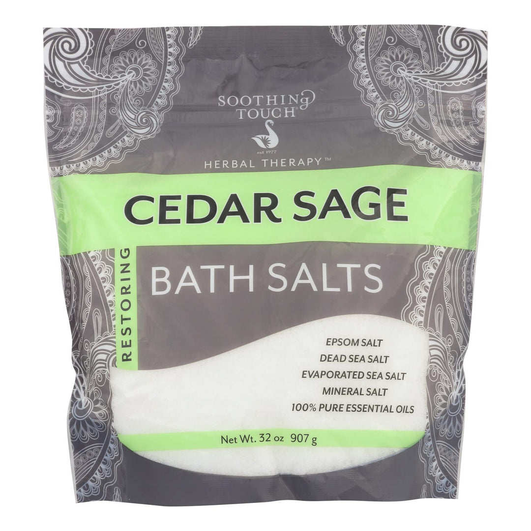 Soothing Touch Bath Salts - Cedar Sage - 32 Oz - Maras Green