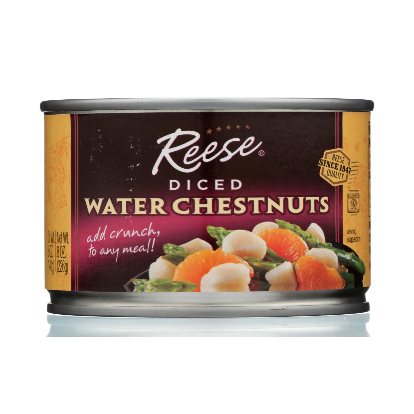 Reese Water Chestnuts - Diced - Case Of 24 - 8 Oz - Maras Green