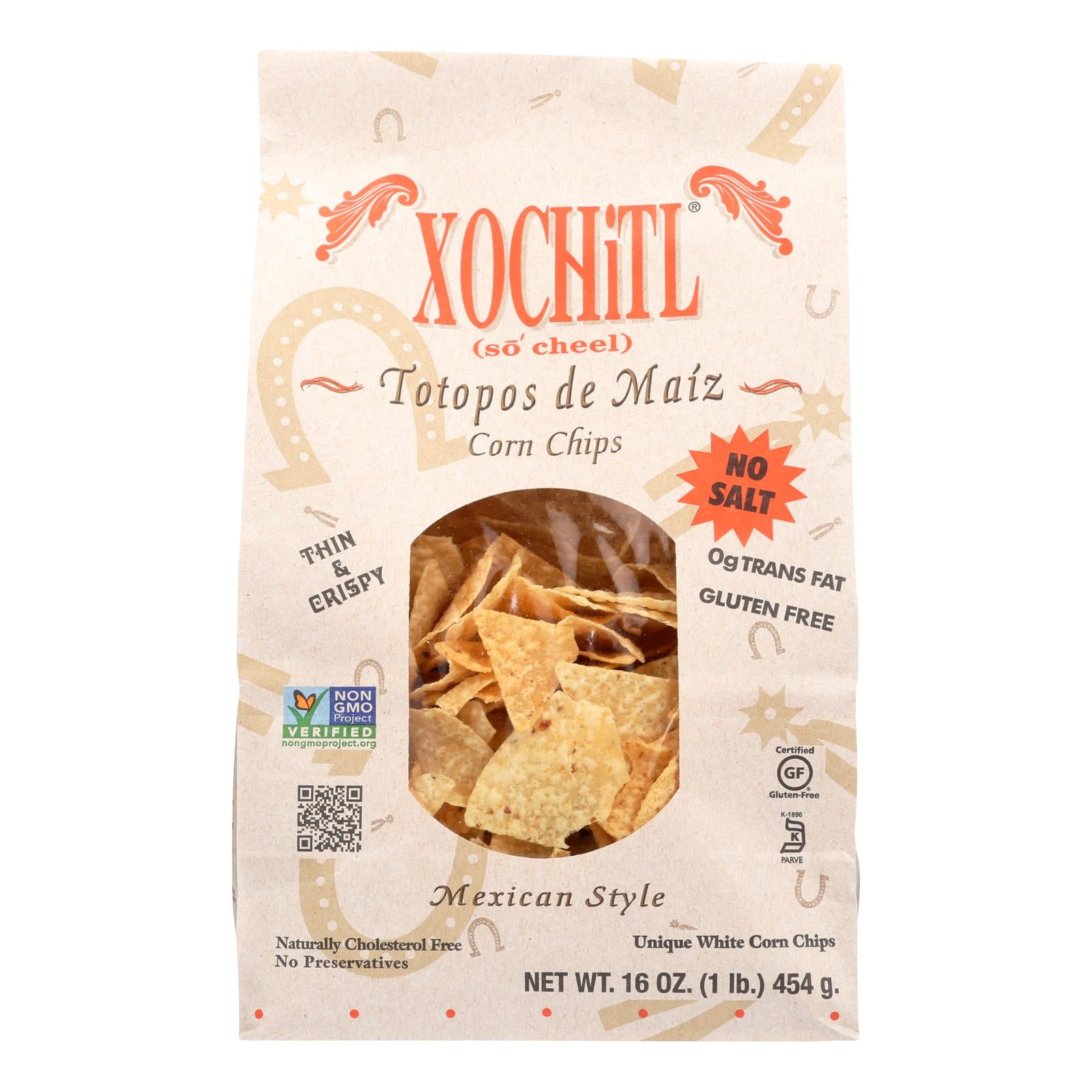 Xochitl Corn Chips - Unsalted - Case Of 9 - 16 Oz. - Maras Green