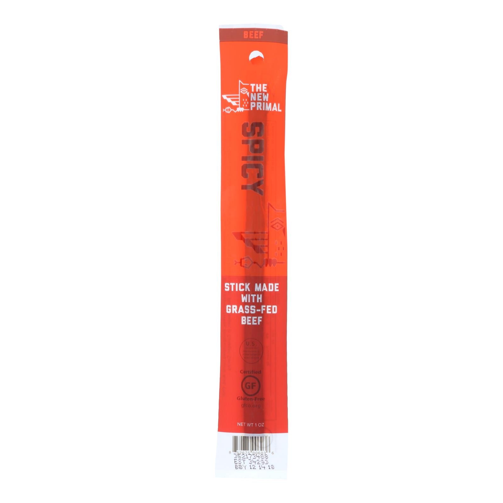 The New Primal Beef Sticks - Spicy - Case Of 20 - 1 Oz. - Maras Green