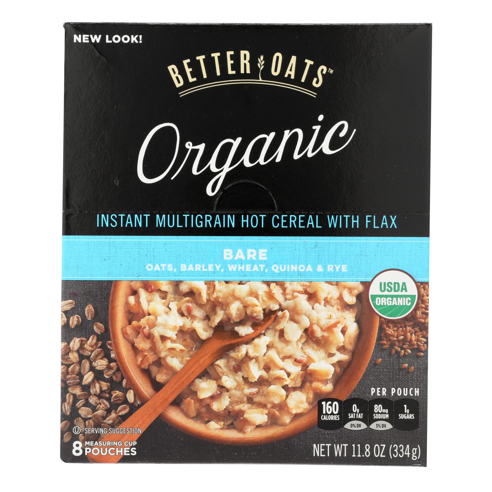 Better Oats Organic Instant Multigrain Hot Cereal - Bare - Case Of 6 - 11.8 Oz. - Maras Green