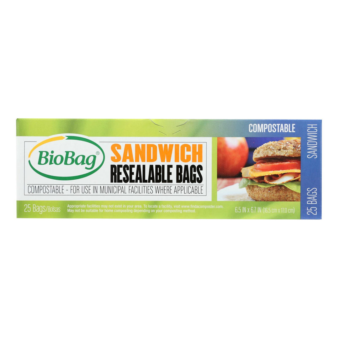 Biobag - Resealable Sandwich Bags - Case Of 12 - 25 Count - Maras Green