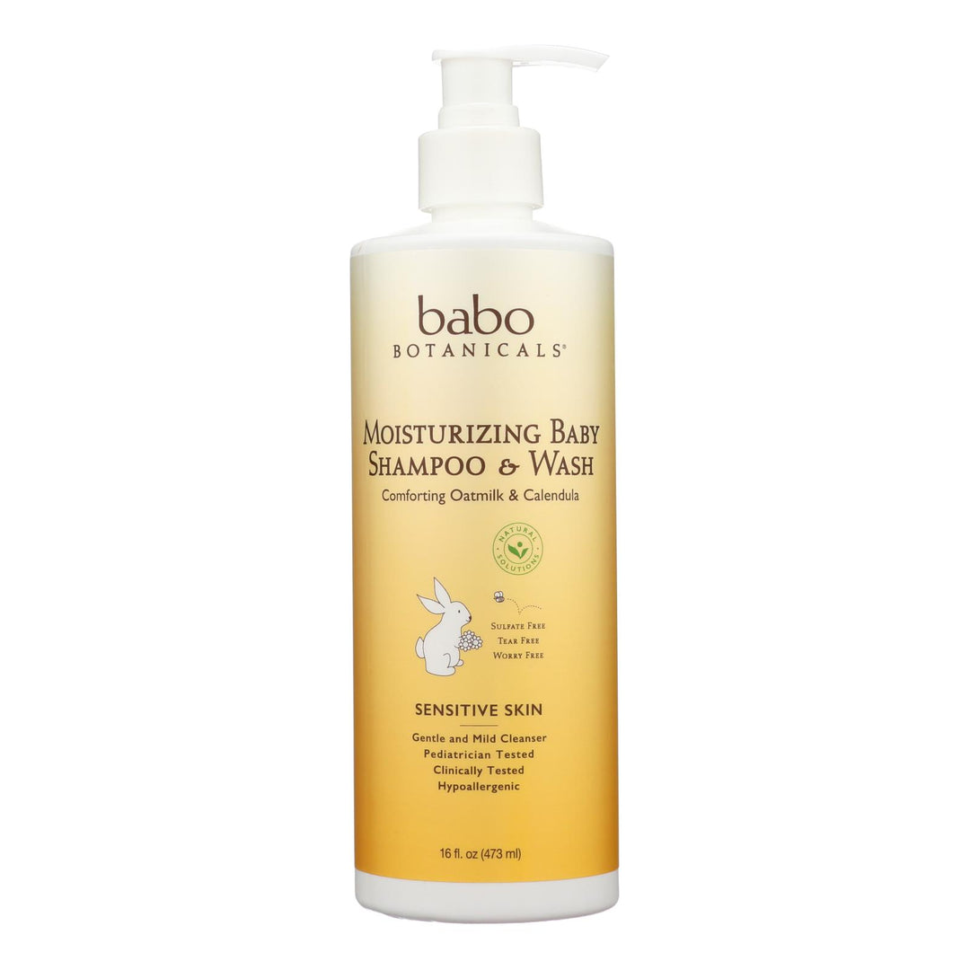 Babo Botanicals - Baby Shampoo And Wash - Moisturizing - Oatmilk - 16 Oz - Maras Green