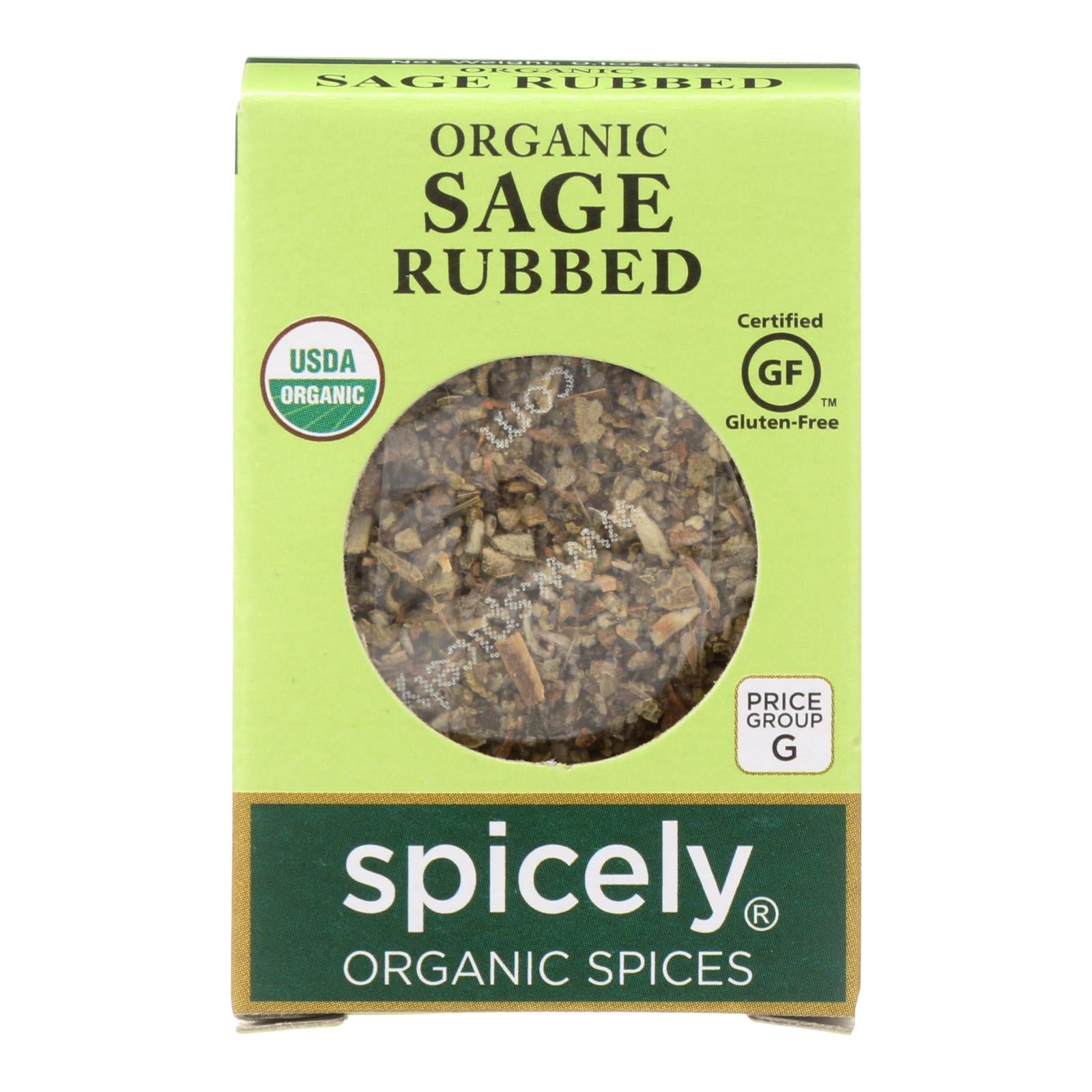 Spicely Organics - Organic Sage - Rubbed - Case Of 6 - 0.1 Oz. - Maras Green