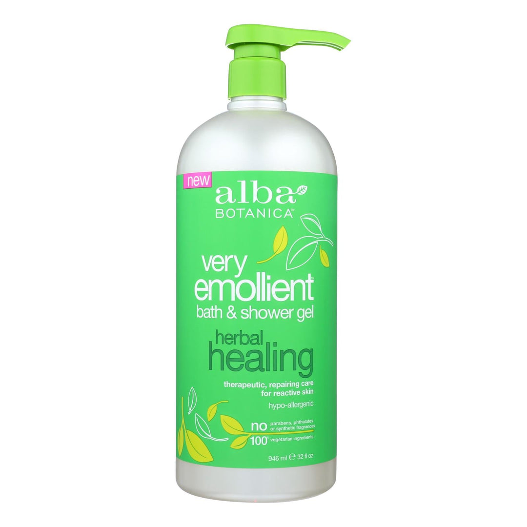 Alba Botanica - Very Emollient Bath And Shower Gel - Herbal Healing - 32 Fl Oz - Maras Green