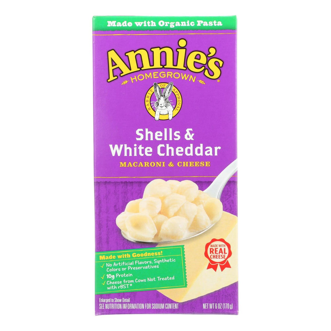Annies Homegrown Macaroni And Cheese - Shells And White Cheddar - 6 Oz - Case Of 12 - Maras Green