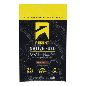 Ascent Native Fuel Chocolate Whey Protein Powder Blend Chocolate - Case Of 15 - 1.16 Oz - Maras Green
