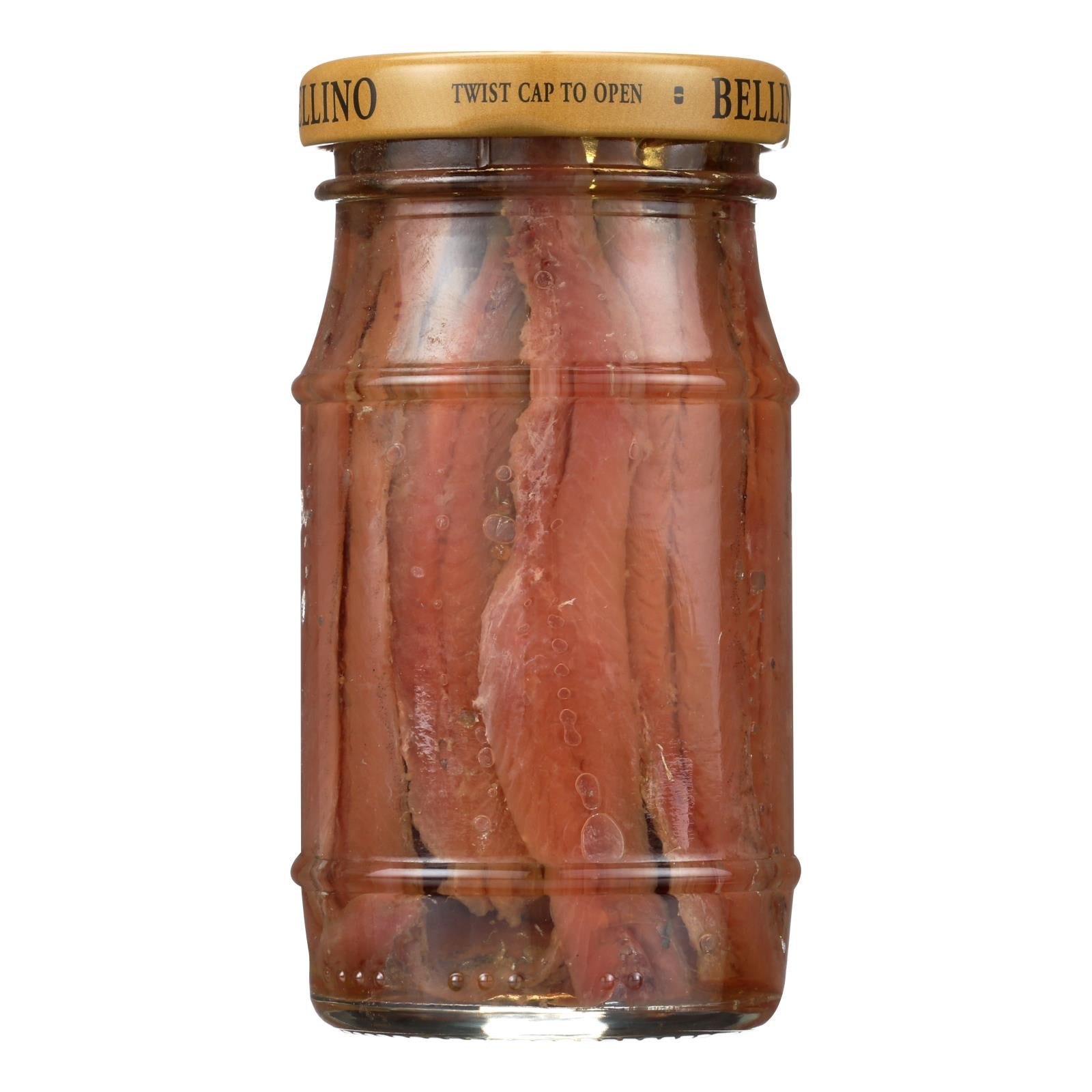 Bellino Anchovies - Oil - Flat - Case Of 12 - 4.25 Oz - Maras Green