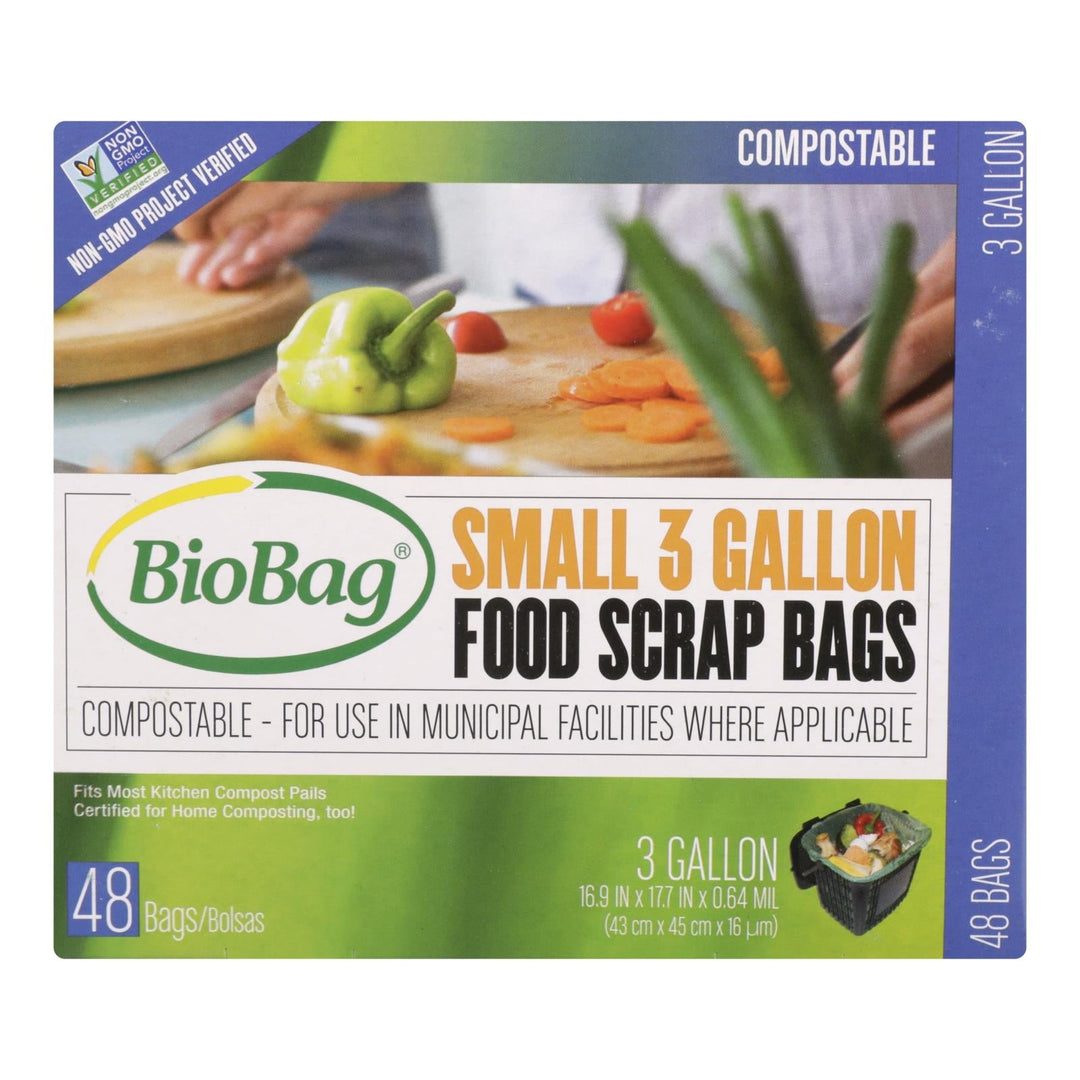 Biobag - Food Scrap Bags - 3 Gallon - 48 Count - Case Of 12 - Maras Green