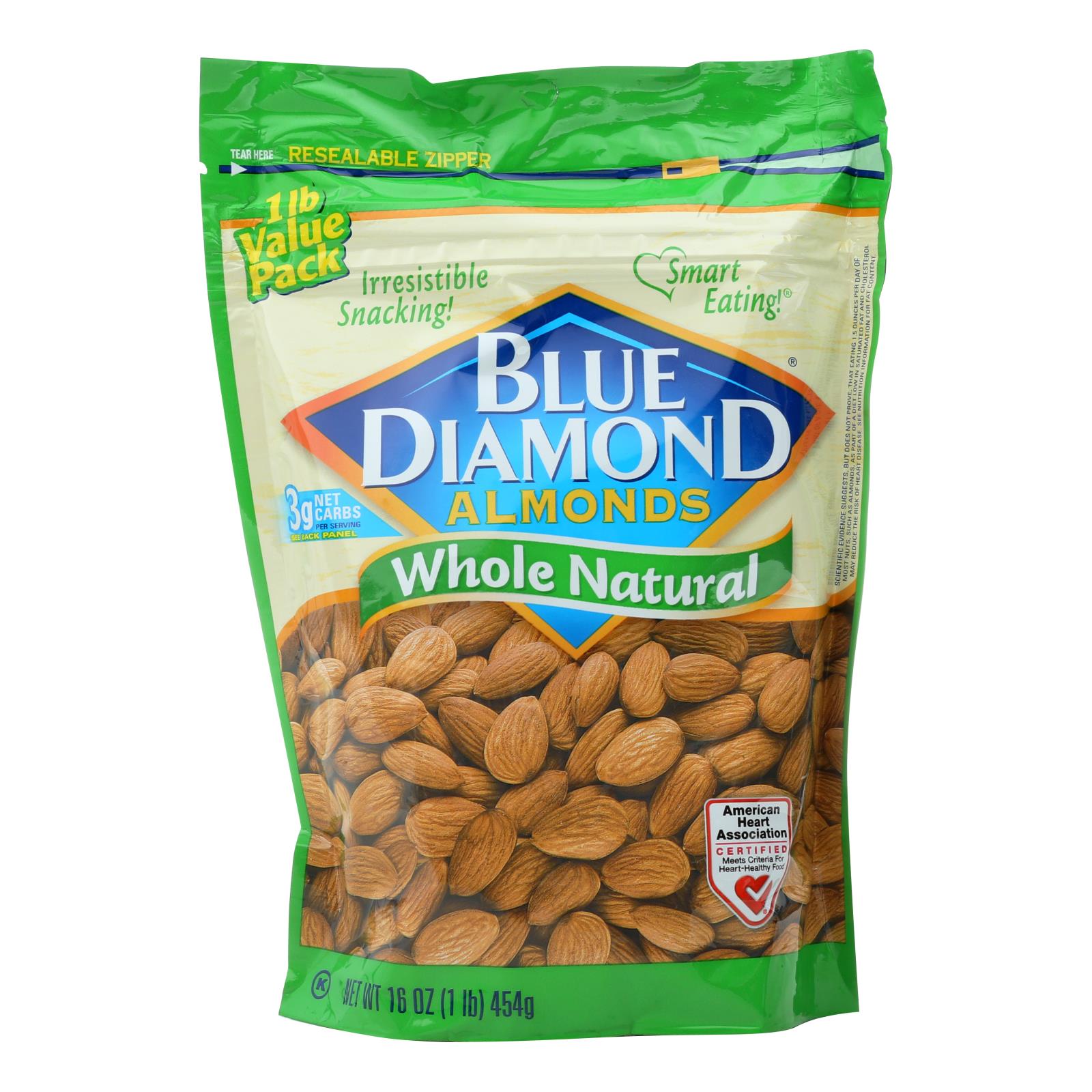Blue Diamond Whole Natural Almonds - Case Of 6 - 16 Oz - Maras Green