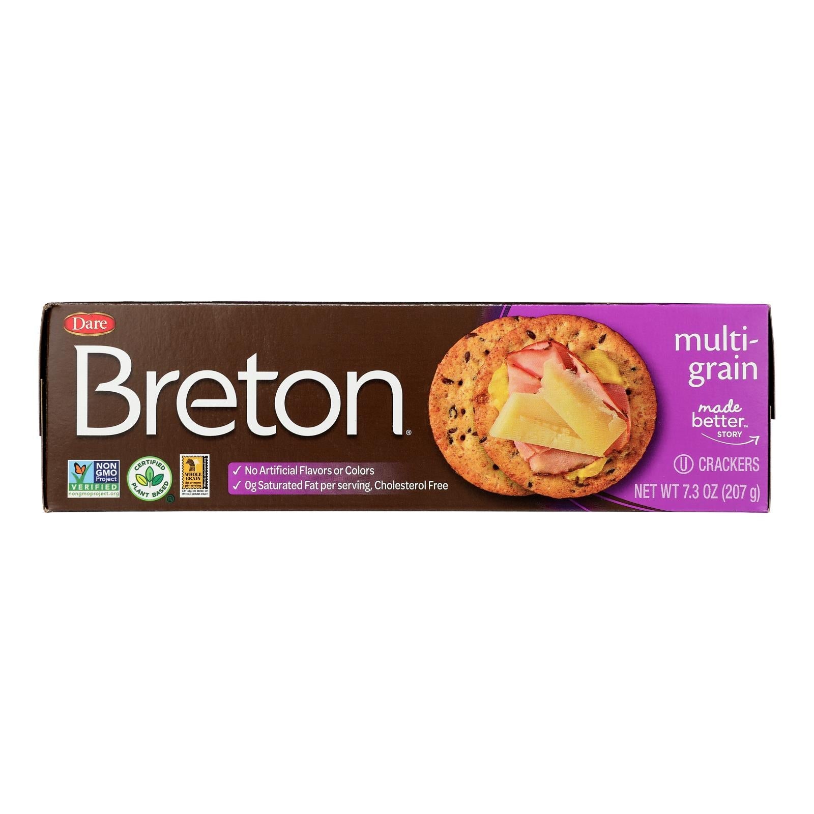 Breton/dare - Crackers Multigrain - Case Of 12 - 7.3 Oz - Maras Green