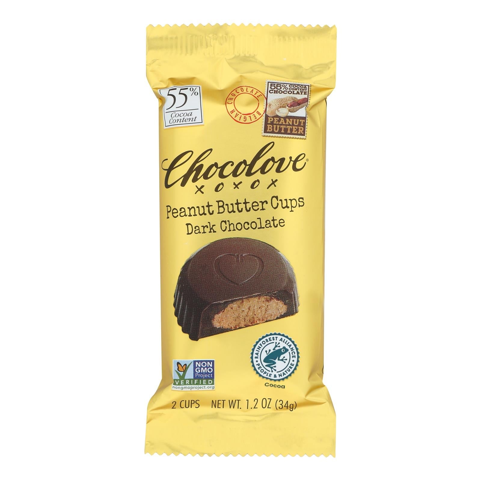 Chocolove - Cup Peanut Butter Dark Chocolate - Case Of 10 - 1.2 Ounces - Maras Green