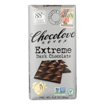 Chocolove Xoxox - Dark Chocolate Bar - Extreme - Case Of 12 - 3.2 Oz - Maras Green