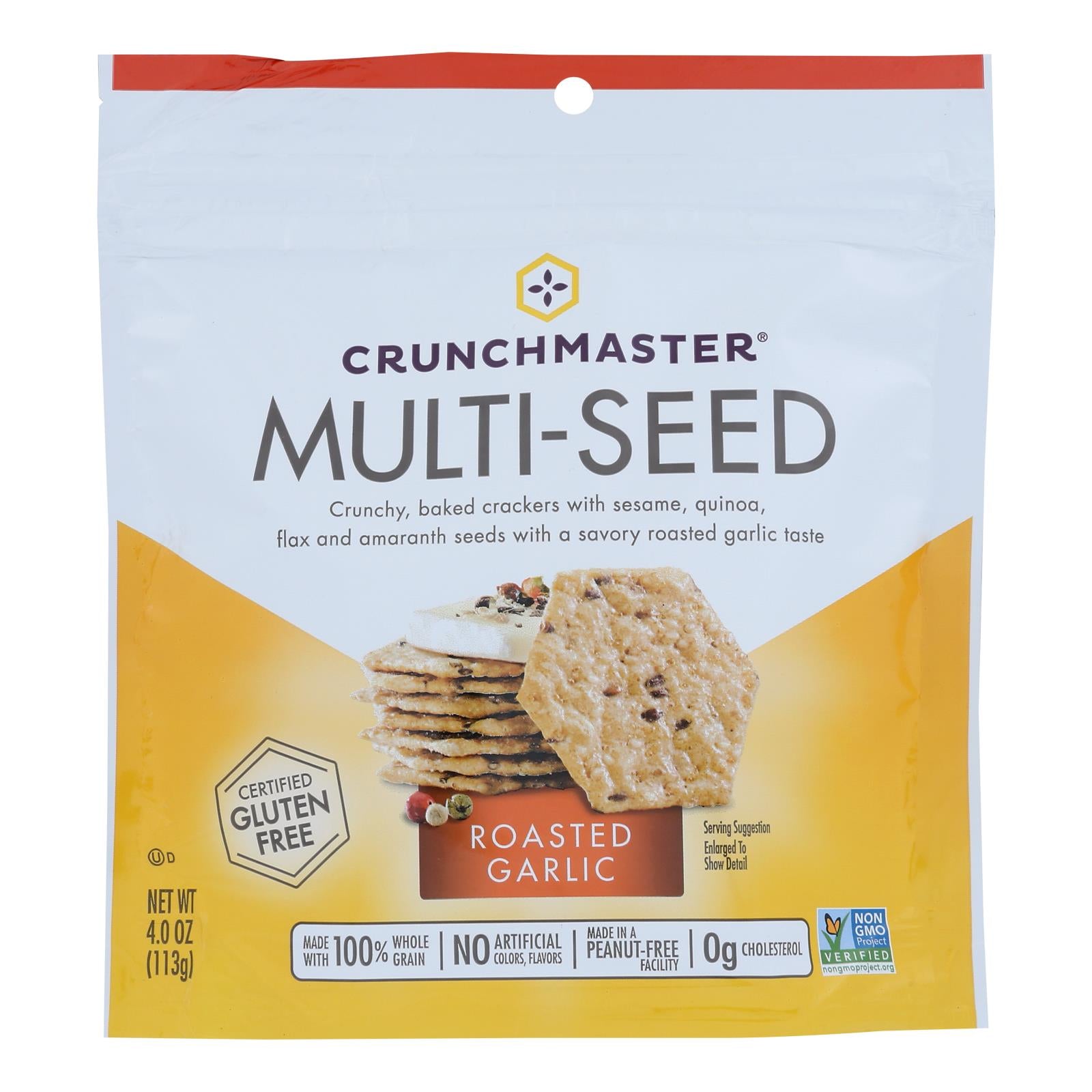Crunchmaster - Multiseed Crckr Rst Garlc - Case Of 12 - 4 Oz - Maras Green