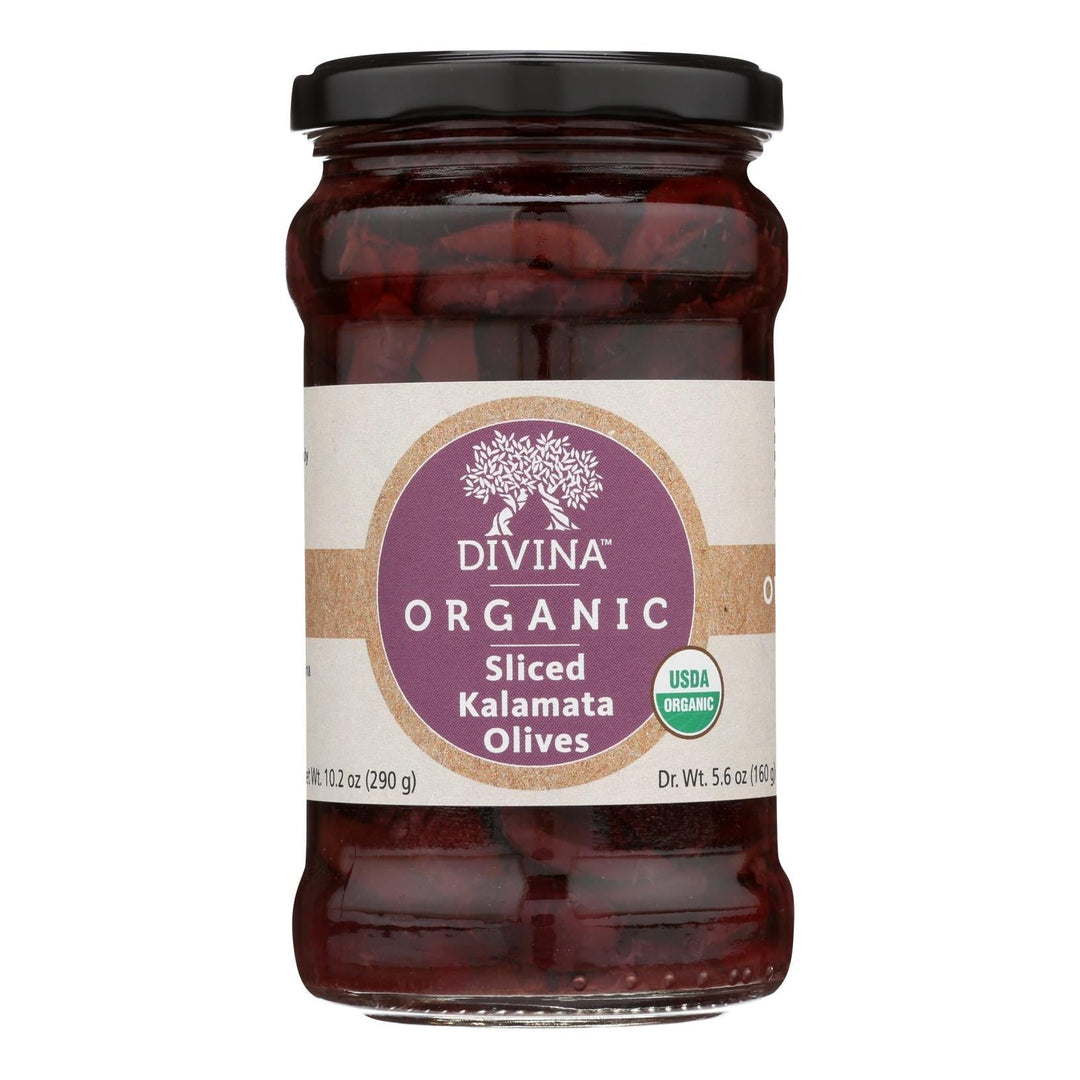 Divina - Organic Olives - Kalamata Sliced - Case Of 6 - 5.6 Oz. - Maras Green