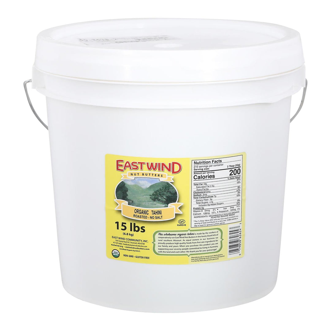East Wind 100% Roasted Sesame No Salt Tahini - 15 Lb. - Maras Green