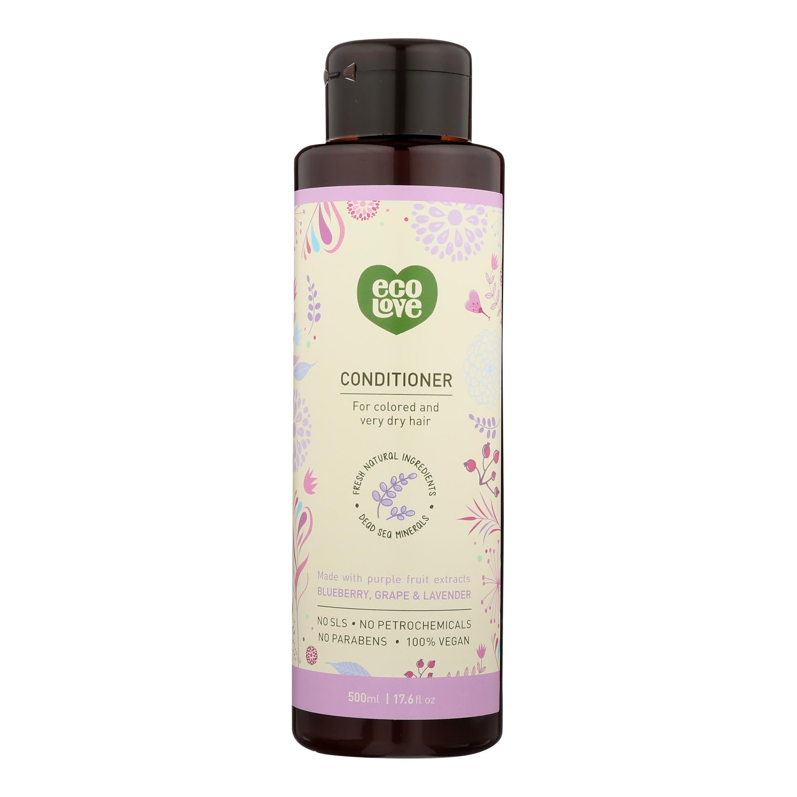 Ecolove Conditioner - Purple Fruit Conditioner For Colored And Very Dry Hair - Case Of 1 - 17.6 Fl Oz. - Maras Green