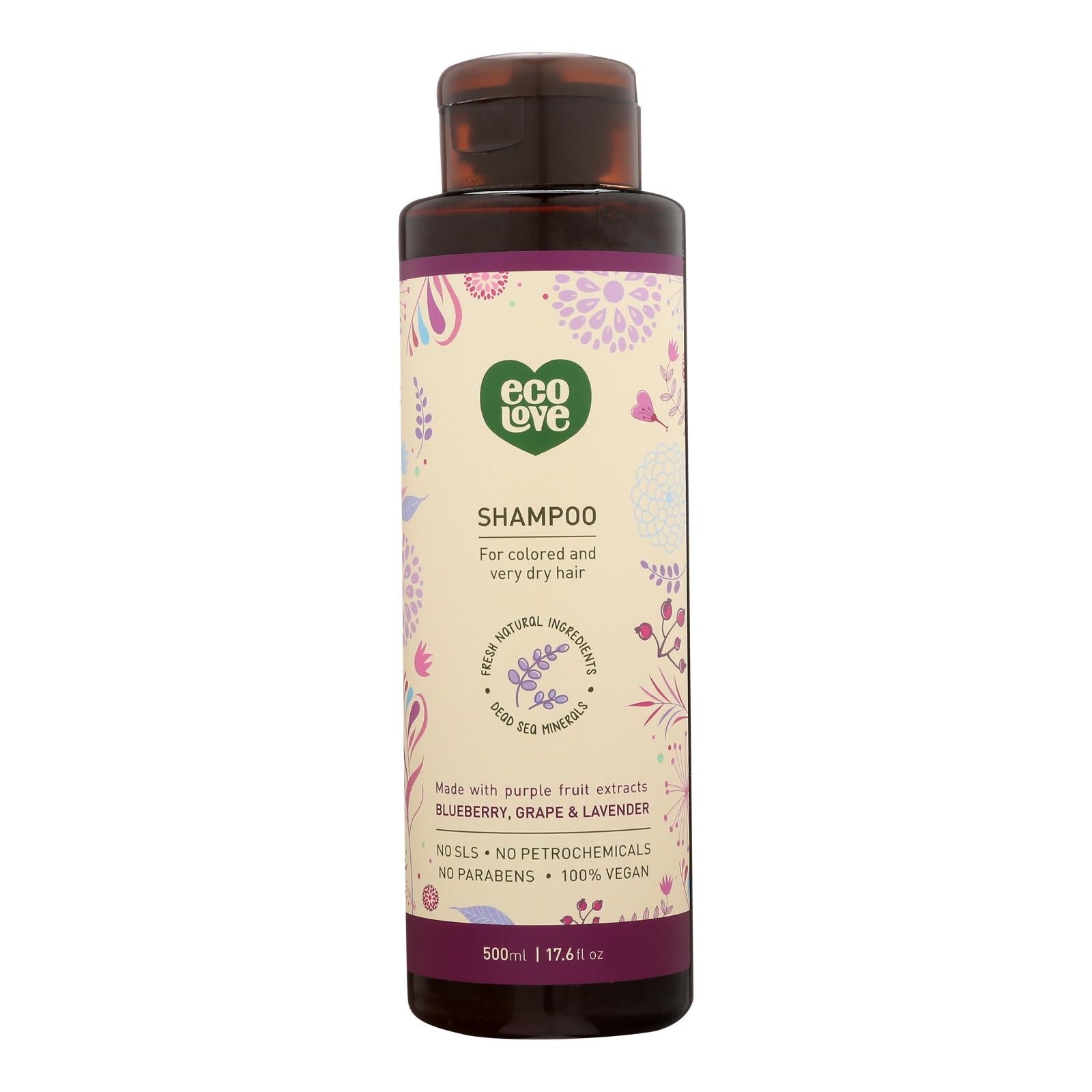 Ecolove Shampoo - Purple Fruit Shampoo For Colored And Very Dry Hair - Case Of 1 - 17.6 Fl Oz. - Maras Green