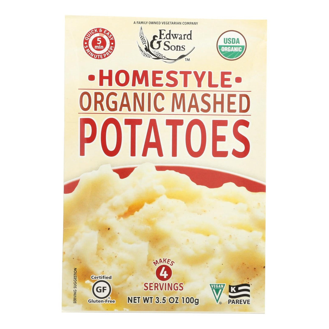Edward And Sons Organic Mashed Potatoes - Home Style - Case Of 6 - 3.5 Oz. - Maras Green