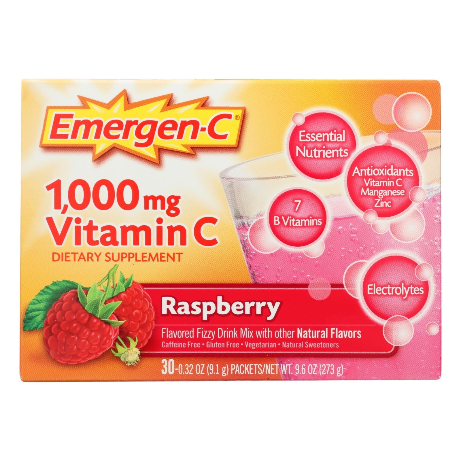 Emergen - c - Emergen - c Raspberry - Case Of 3 - 30 Count - Maras Green