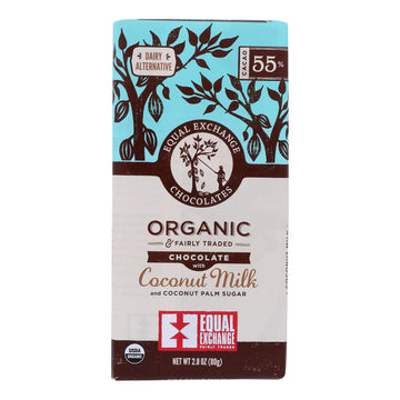 Equal Exchange - Bar Dark Chocolate Coconut - Case Of 12 - 2.8 Oz - Maras Green