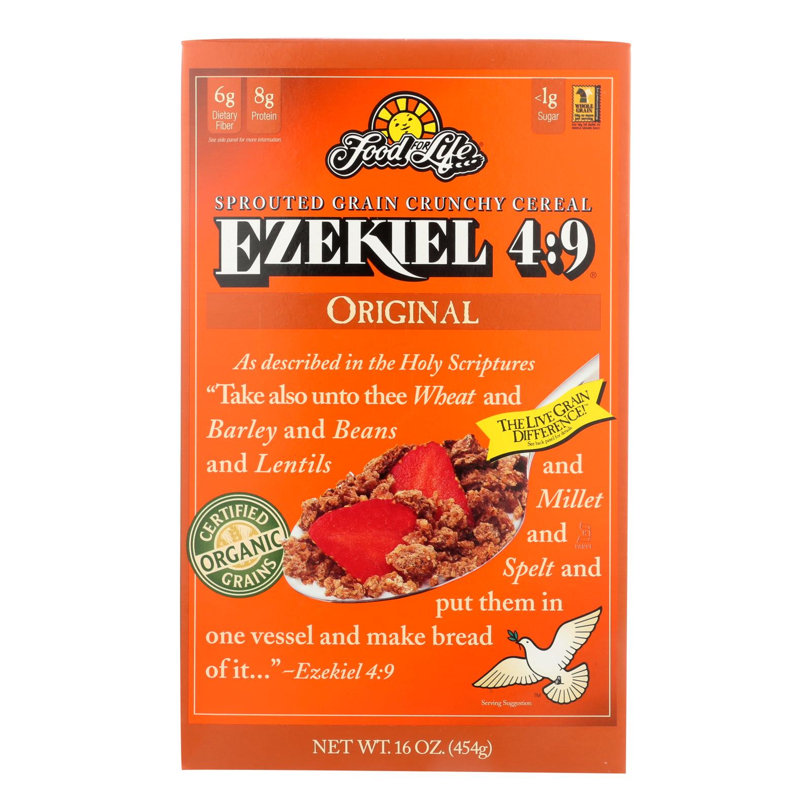 Food For Life Baking Co. Cereal - Organic - Ezekiel 4 - 9 - Sprouted Whole Grain - Original - 16 Oz - Case Of 6 - Maras Green