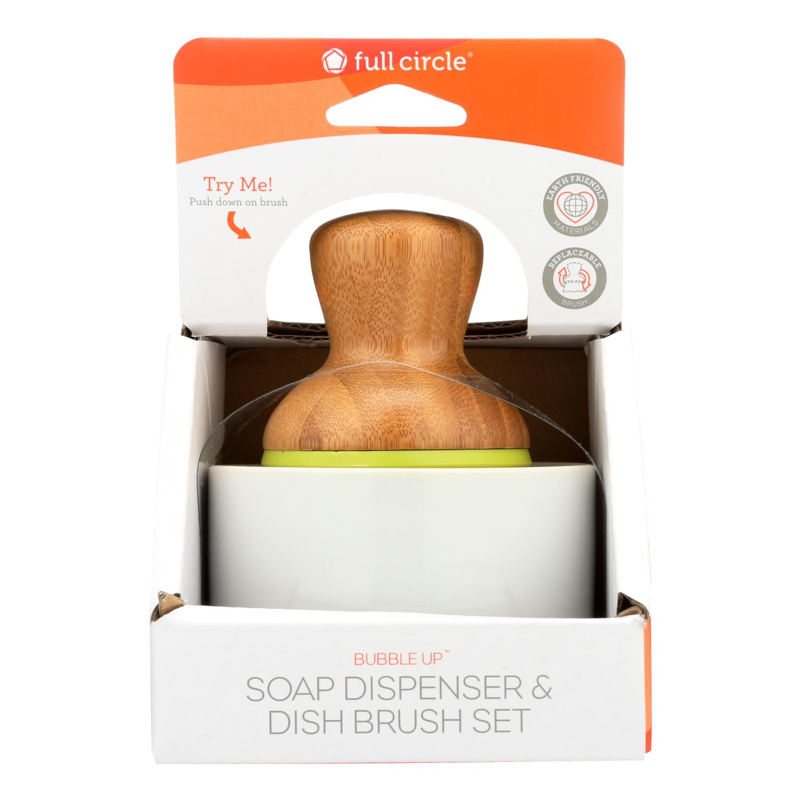 Full Circle Home Bubble Up Brush Plus Soap Dish - White - Case Of 4 - Maras Green