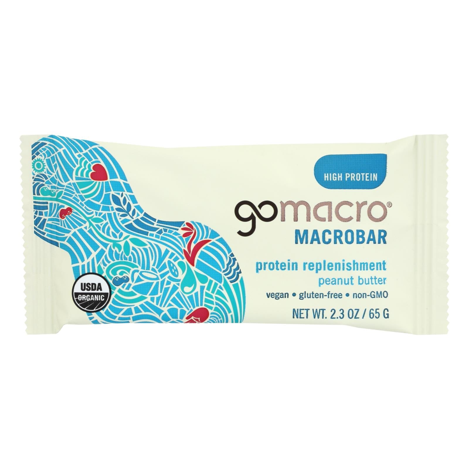 Gomacro Organic Macrobar - Peanut Protein - 2.3 Oz Bars - Case Of 12 - Maras Green