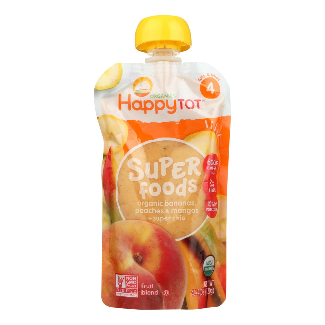 Happy Baby Happytot Organic Superfood Banana Peach And Mango - 4.22 Oz - Case Of 16 - Maras Green
