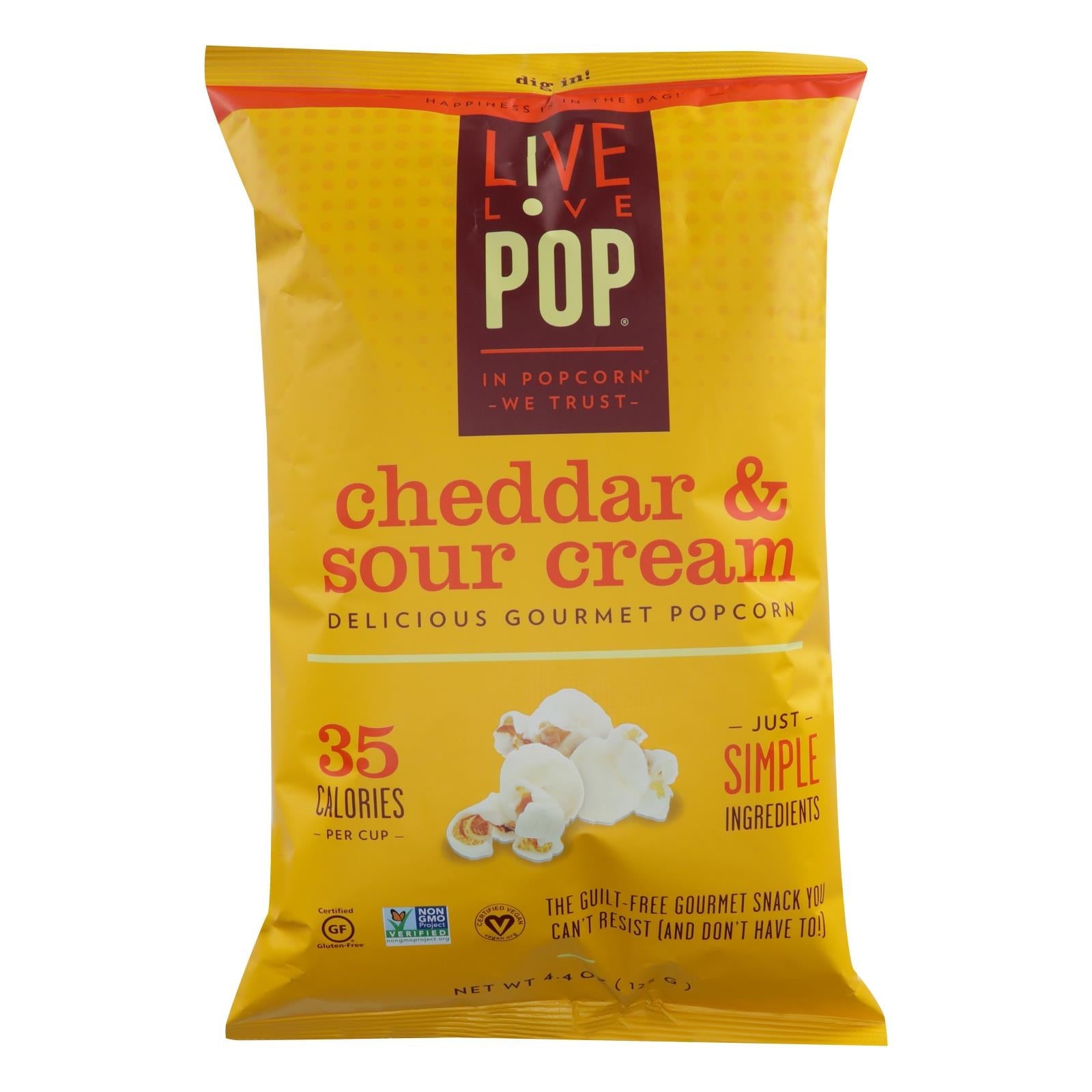 Live Love Pop - Popcorn Cheddar&sour Cream - Case Of 12 - 4.4 Oz - Maras Green