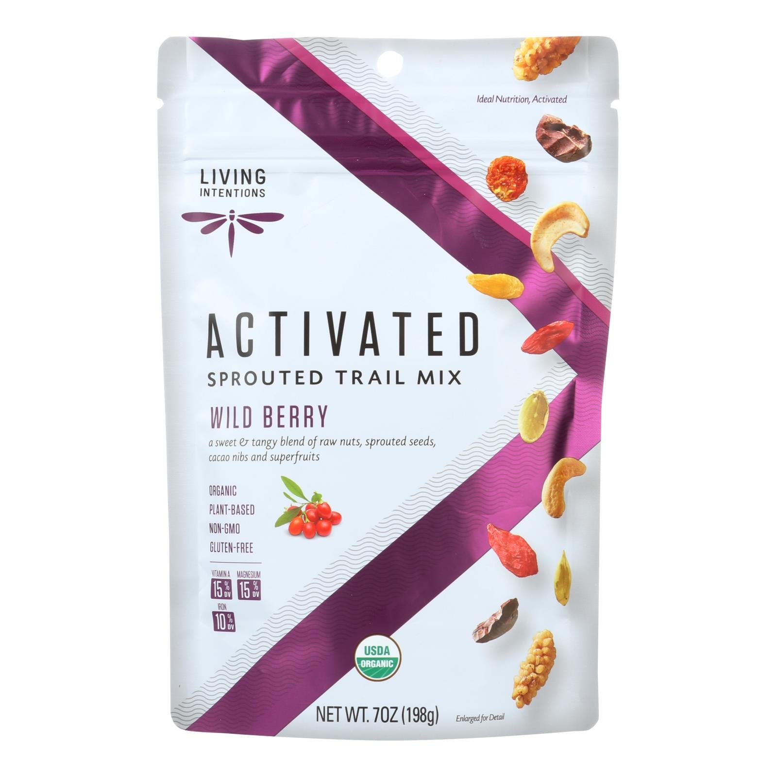 Living Intentions Organic Sprouted Trail Mix - Wild Berry - Case Of 6 - 7 Oz. - Maras Green